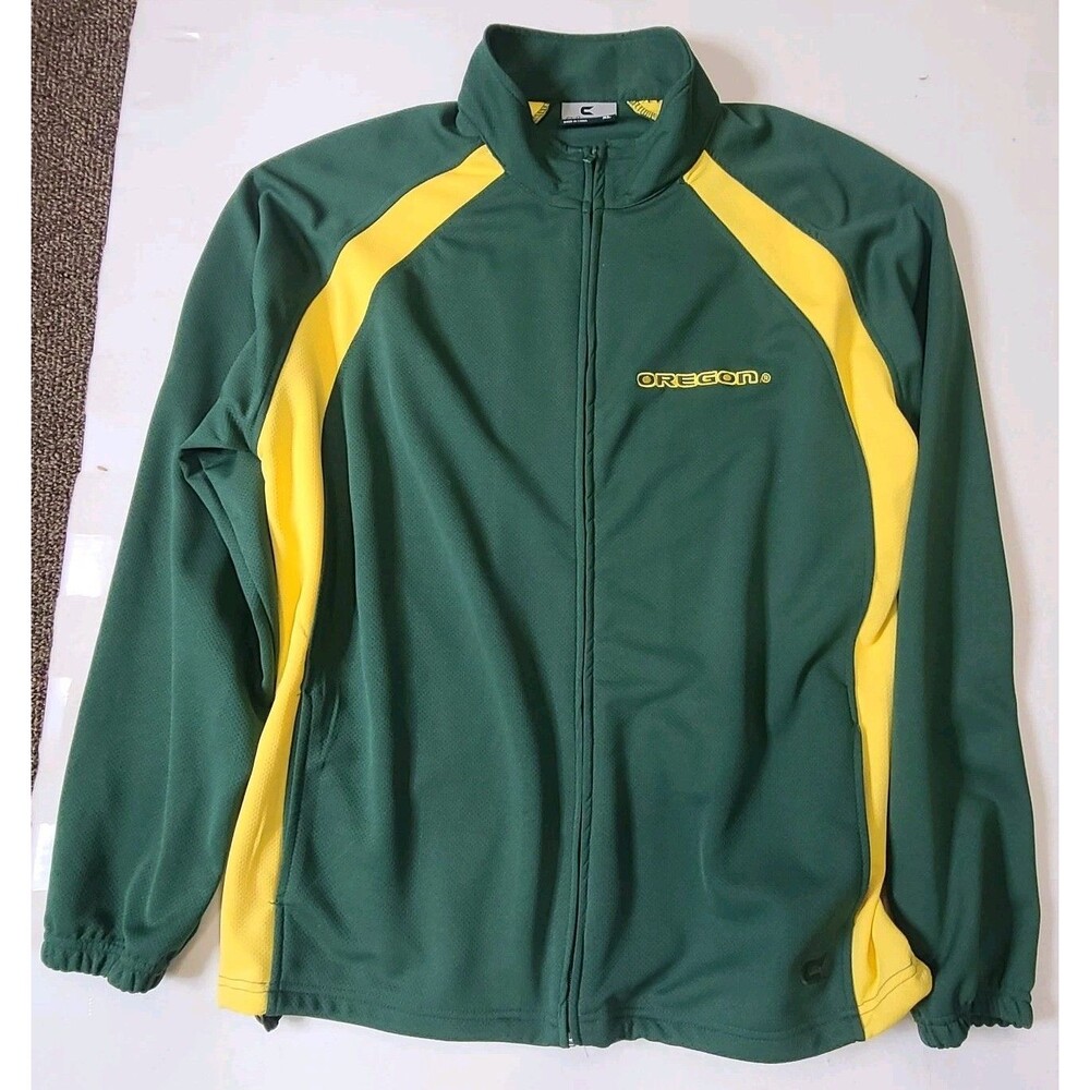 Oregon Ducks Colosseum Performance Full Zip Jacket XL Adj Hem Green/Yellow - Picture 1 of 11